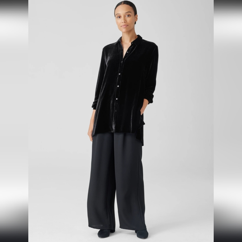 Eileen Fisher Velvet Classic Collar Long Shirt